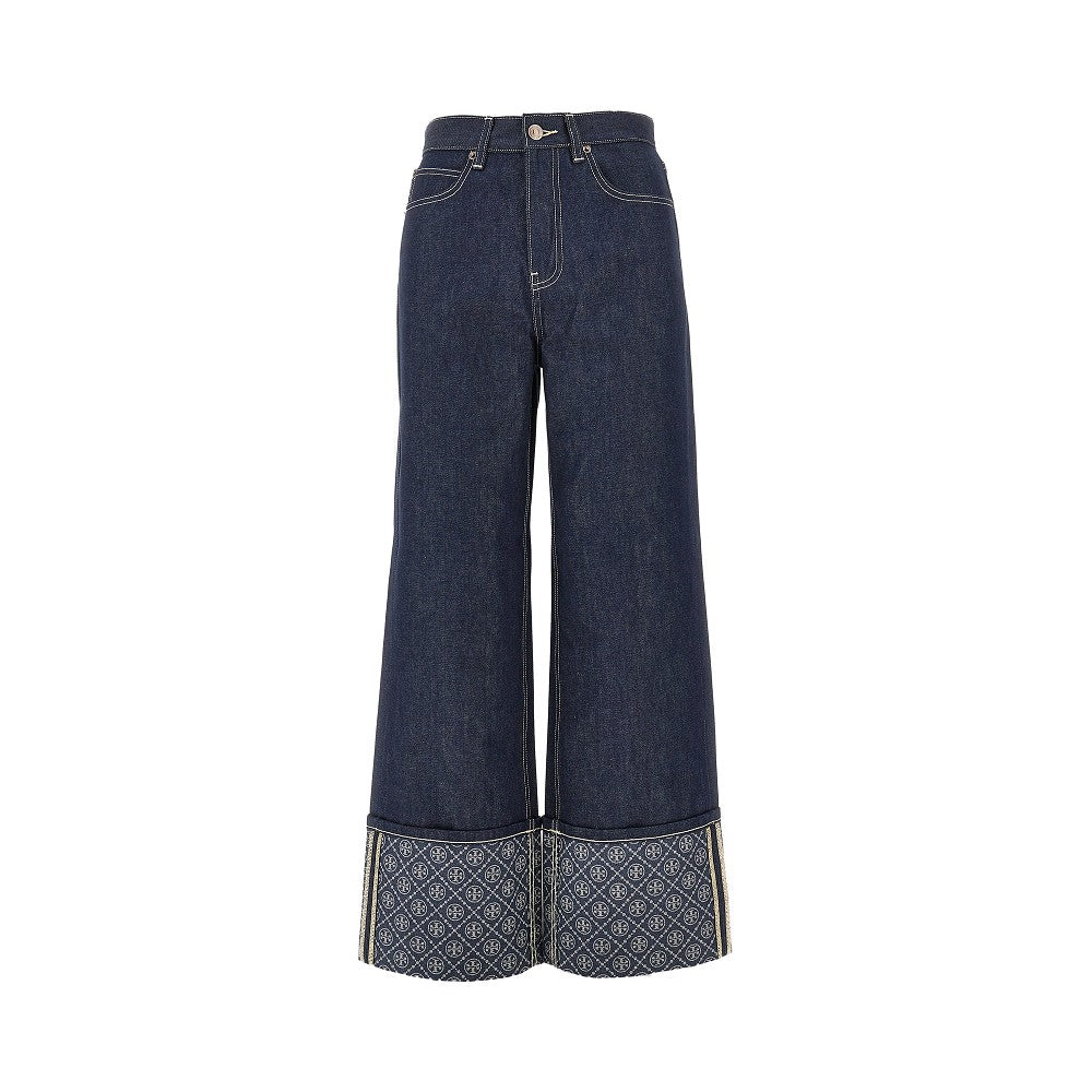 TORY BURCH 27 jacquard monogram cuff jeans