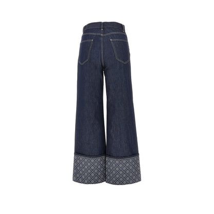 TORY BURCH 25 jacquard monogram cuff jeans