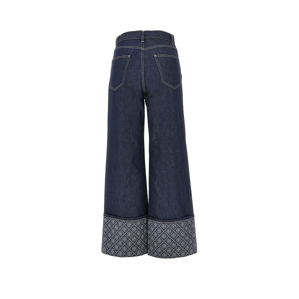 jacquard monogram cuff jeans