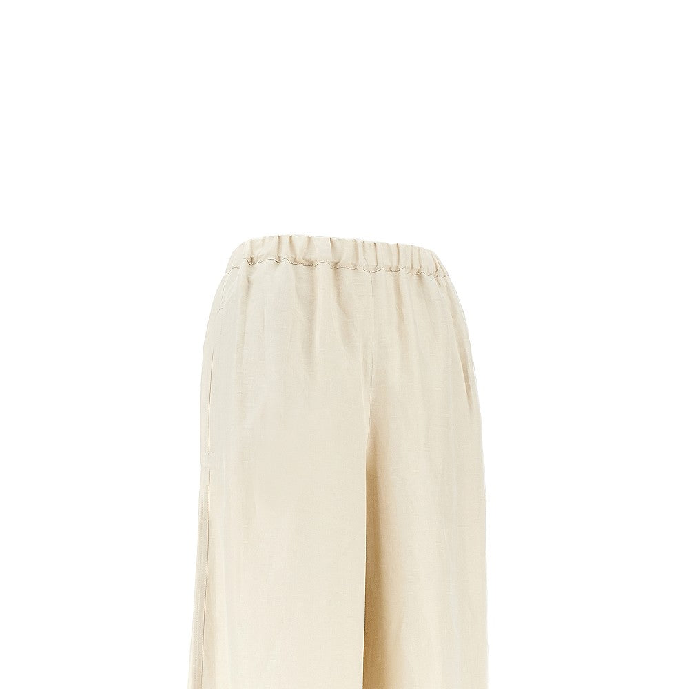 linen and silk wide leg pants
