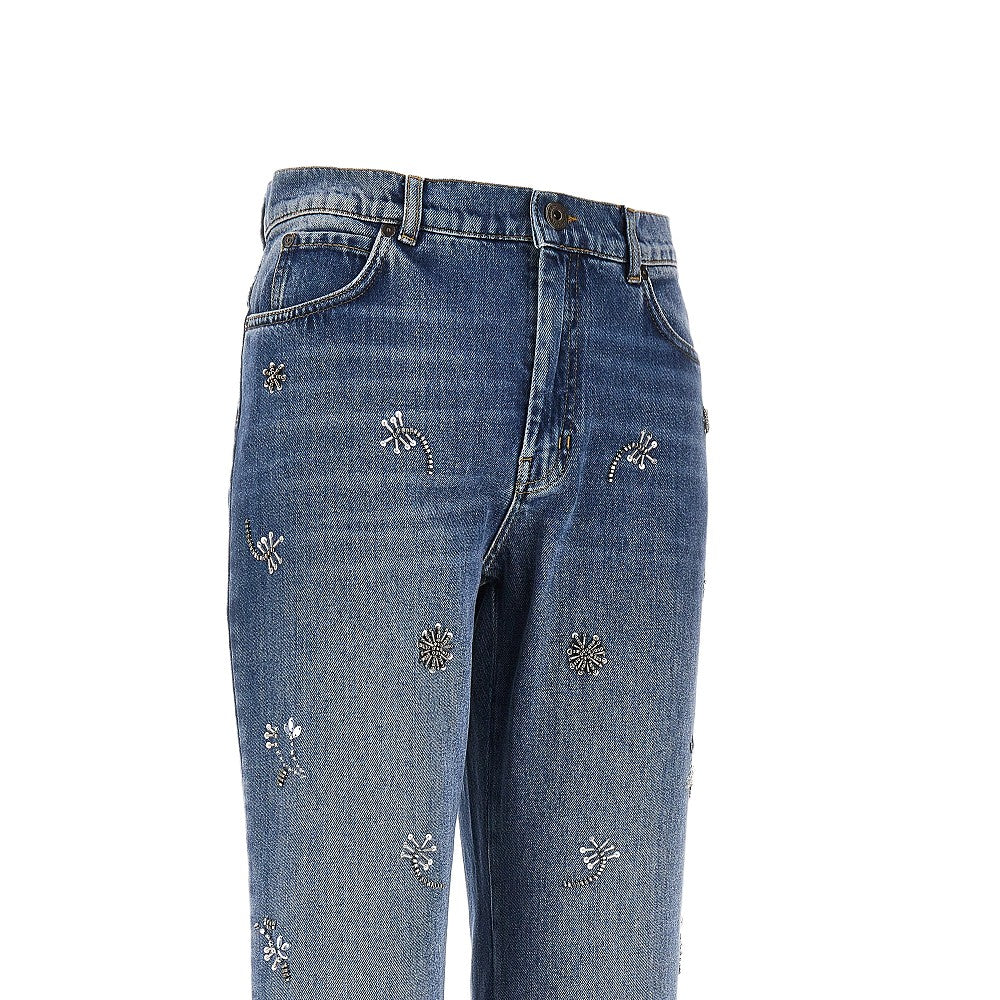 MAX MARA WEEKEND 44 cropped jeans with beads embroidery