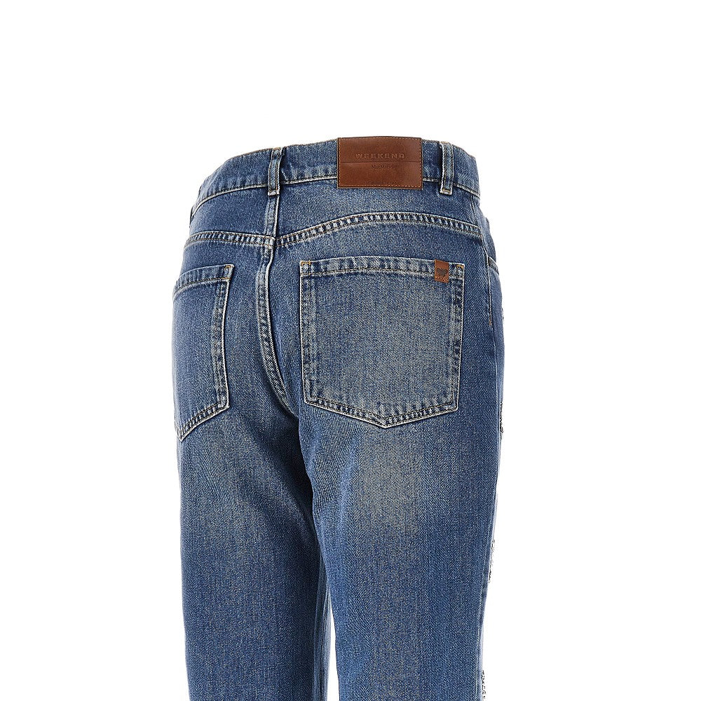 MAX MARA WEEKEND 44 cropped jeans with beads embroidery