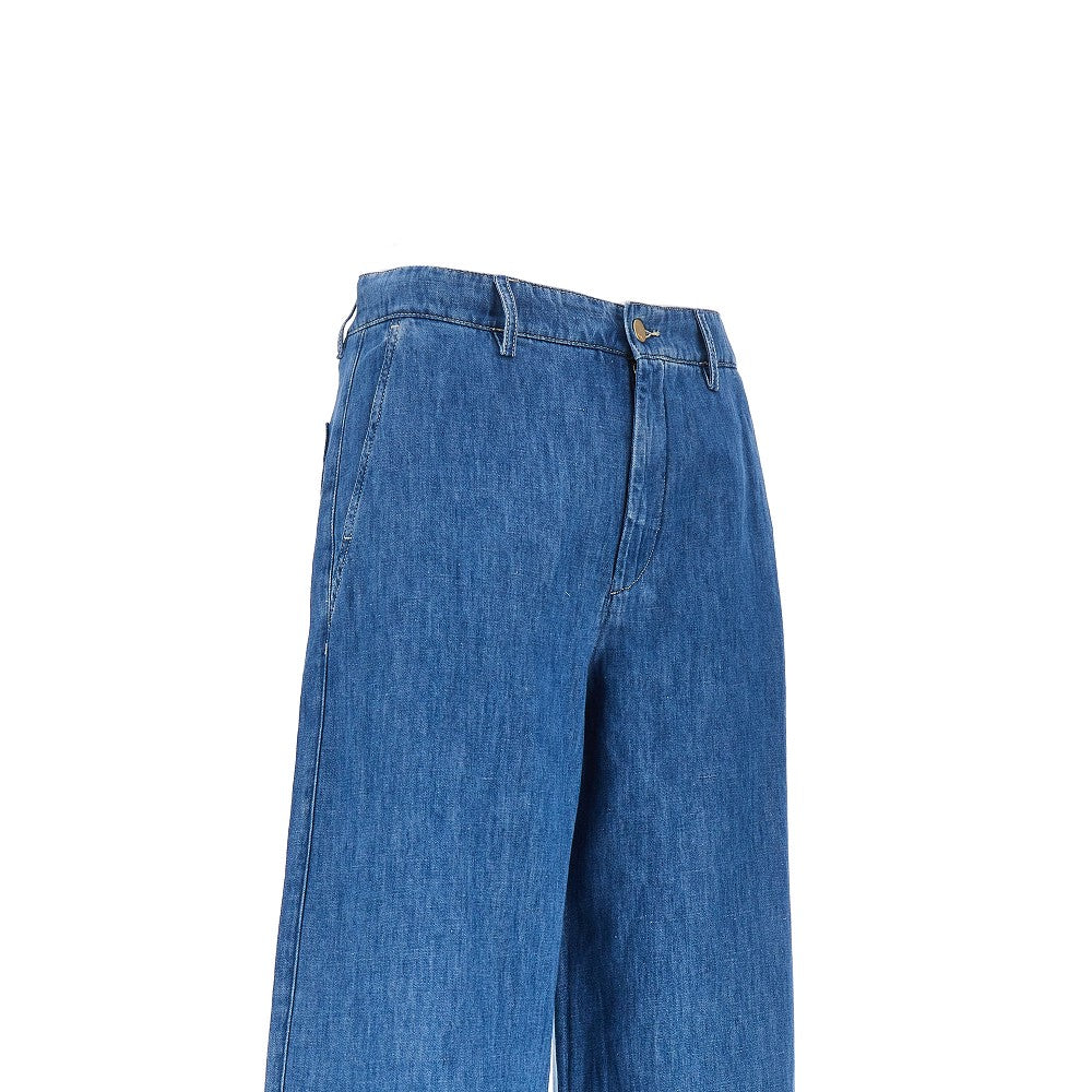 MAX MARA S 40 cotton and linen denim pants