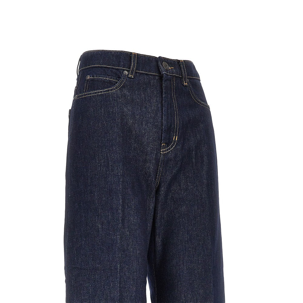 cotton denim wide-leg jeans