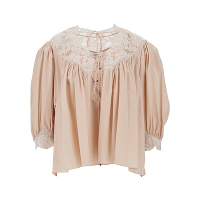 CHLOE' 38 crêpe de chine blouse with lace details