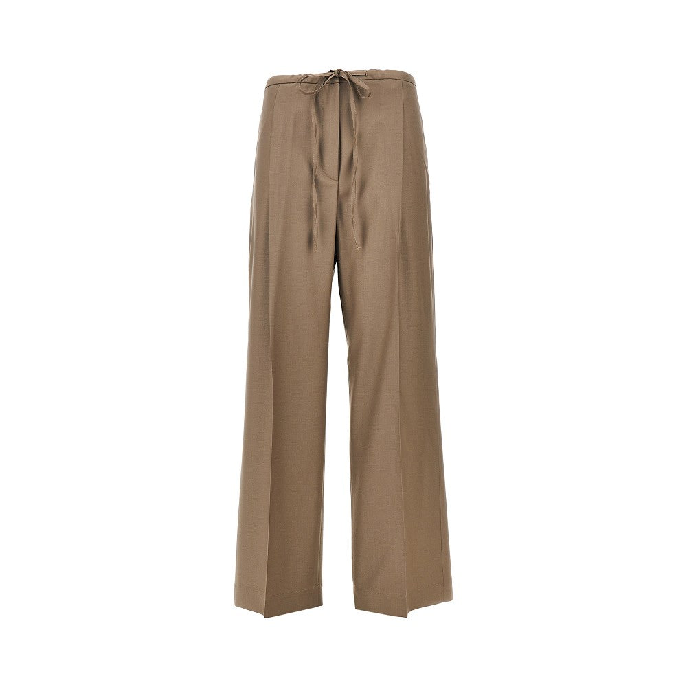 single pleat wool pants