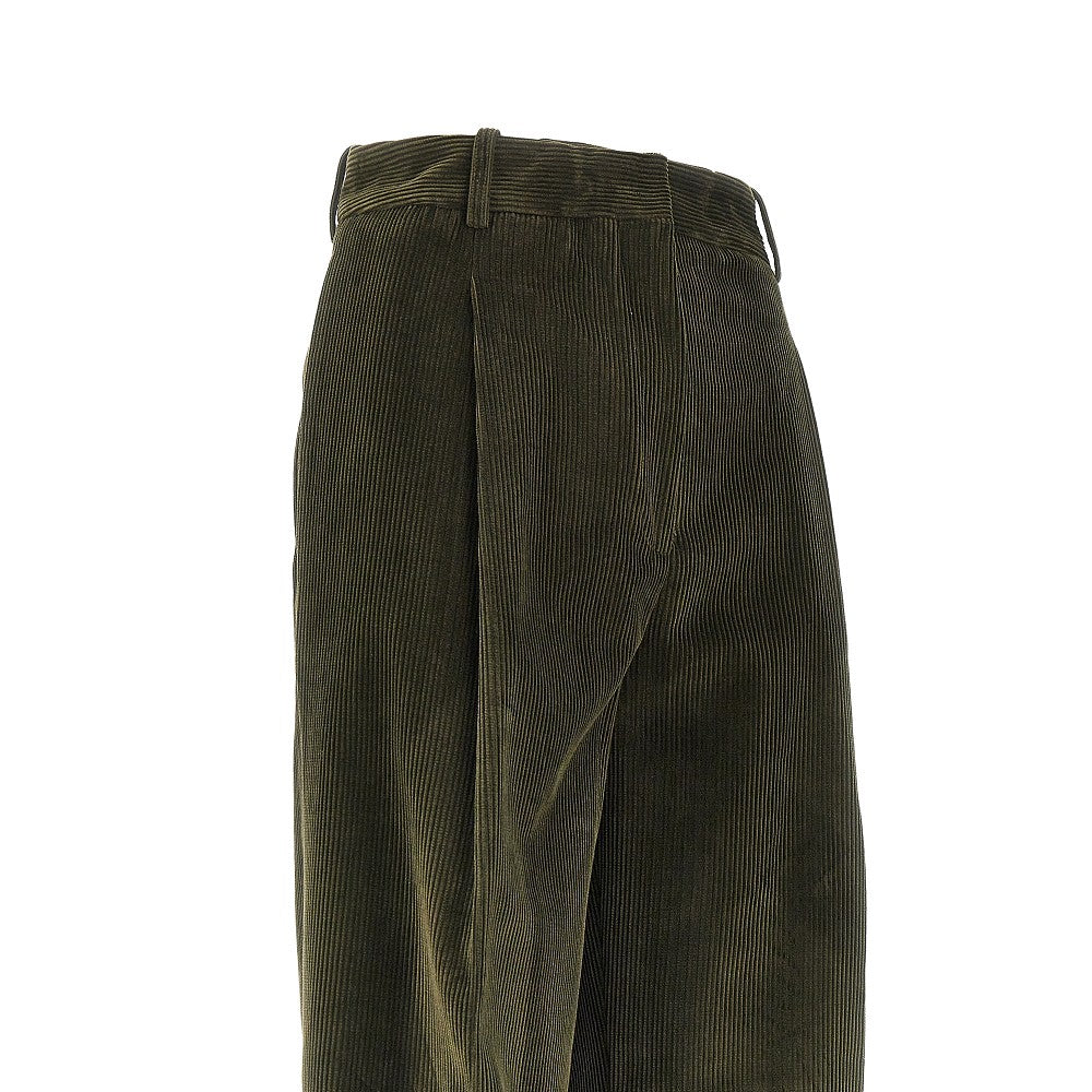 single pleat wide leg corduroy pants