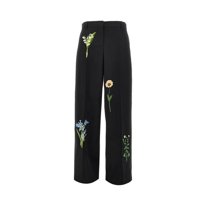 STELLA MCCARTNEY 44 wool pants with embroidered flowers