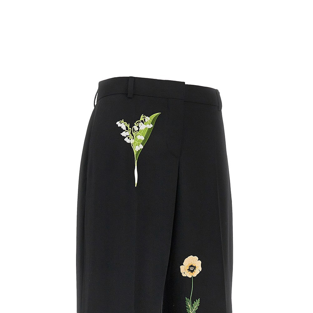 STELLA MCCARTNEY 44 wool pants with embroidered flowers