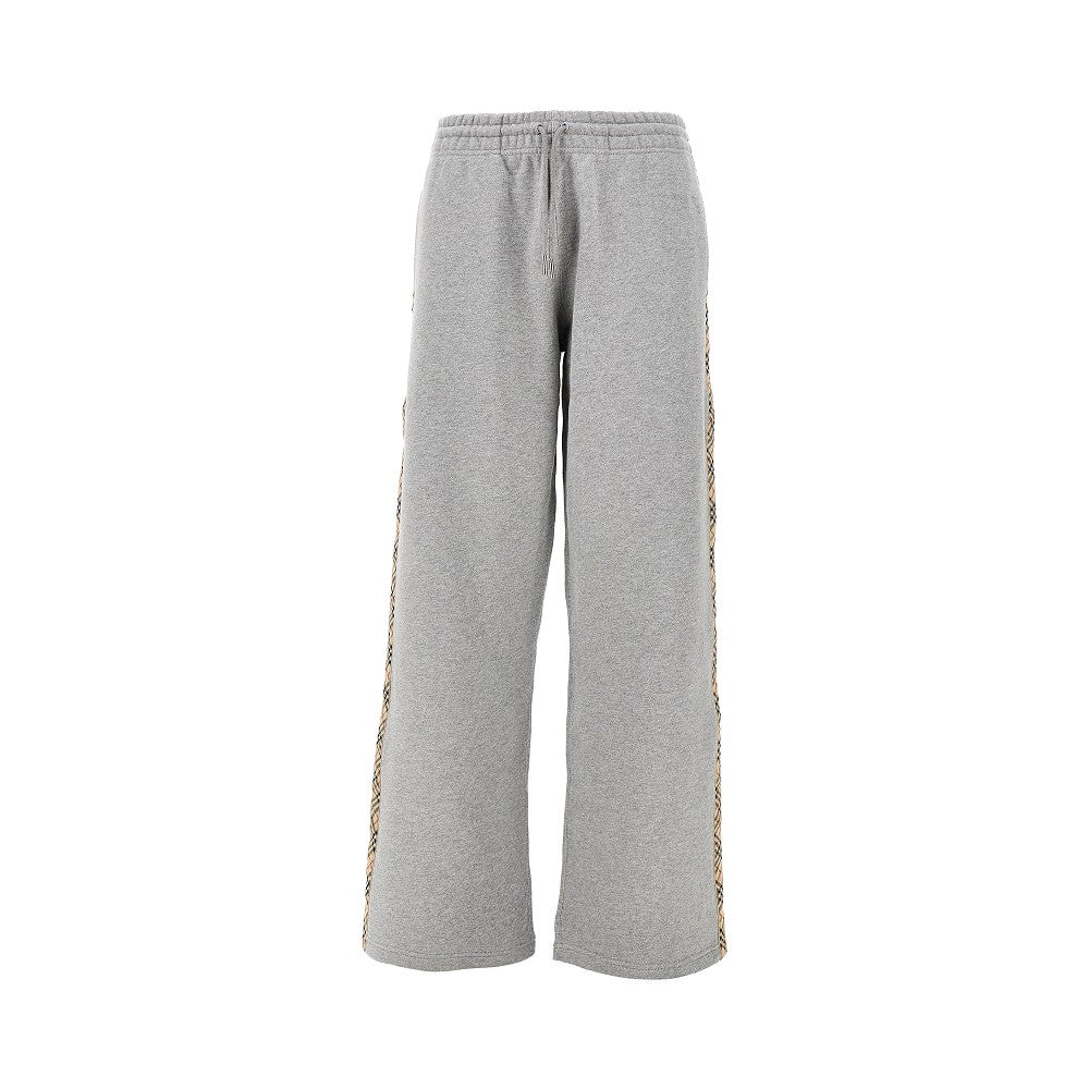 BURBERRY XS wide leg sweatpants with check details
