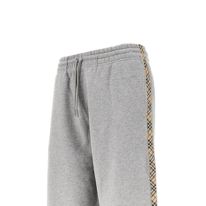 BURBERRY XS wide leg sweatpants with check details