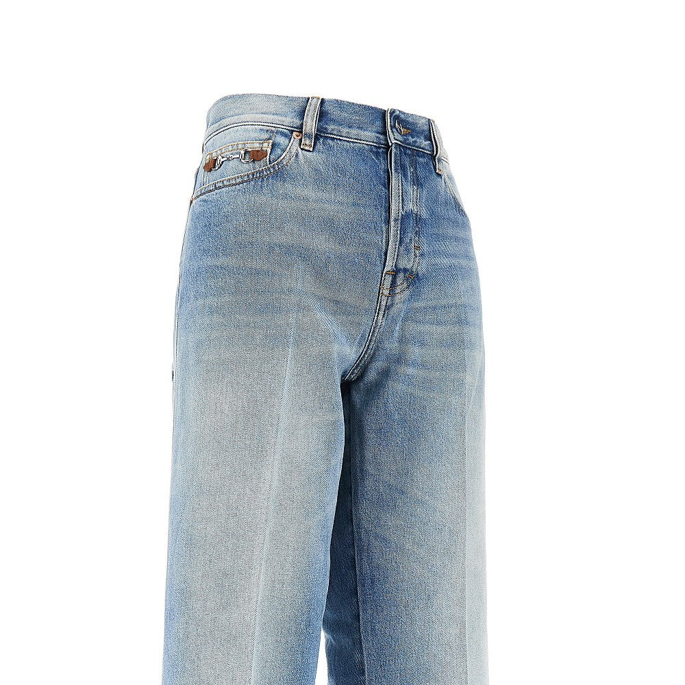 flared jeans with horsebit detail