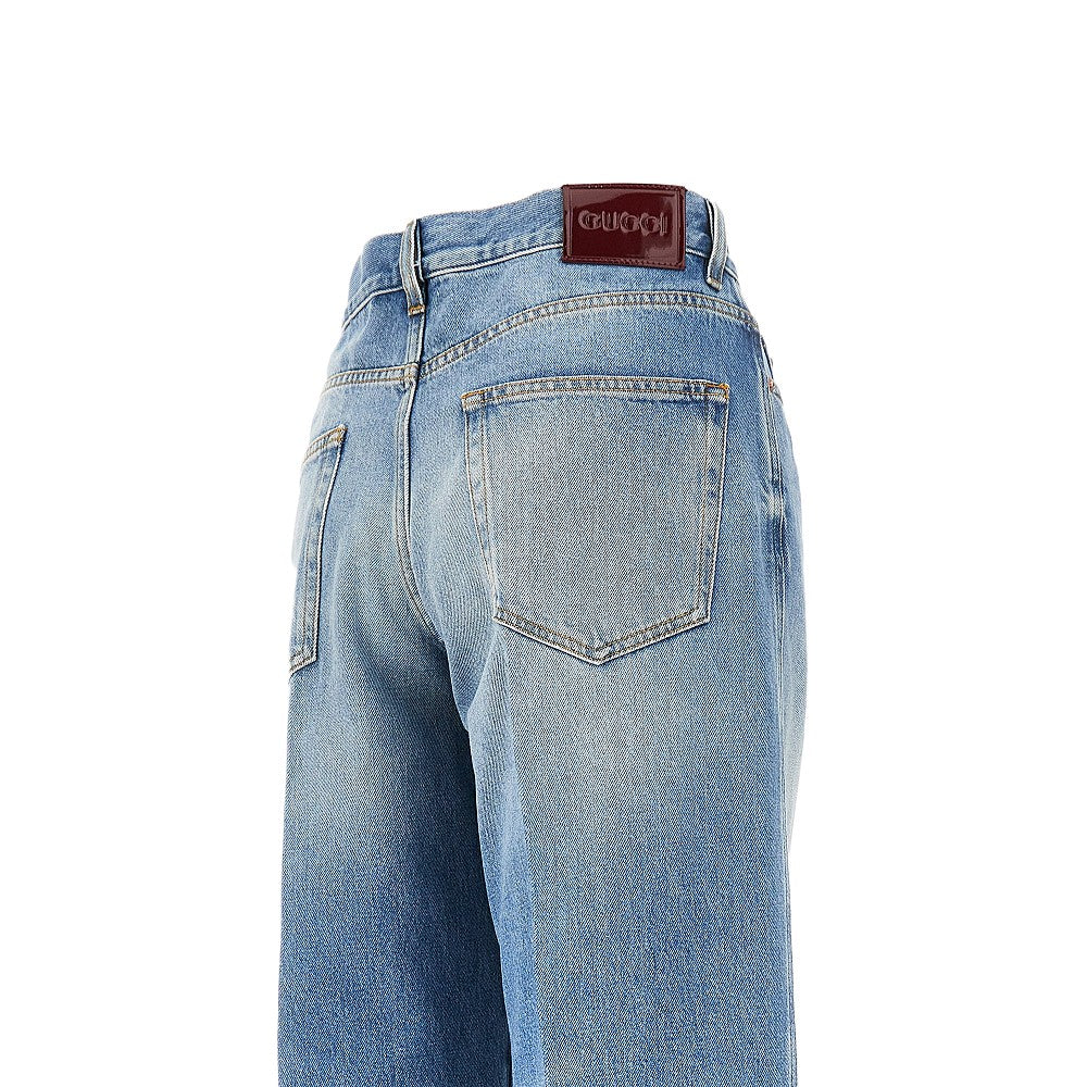 flared jeans with horsebit detail