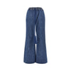 chambray denim pants with drawstring