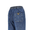 chambray denim pants with drawstring