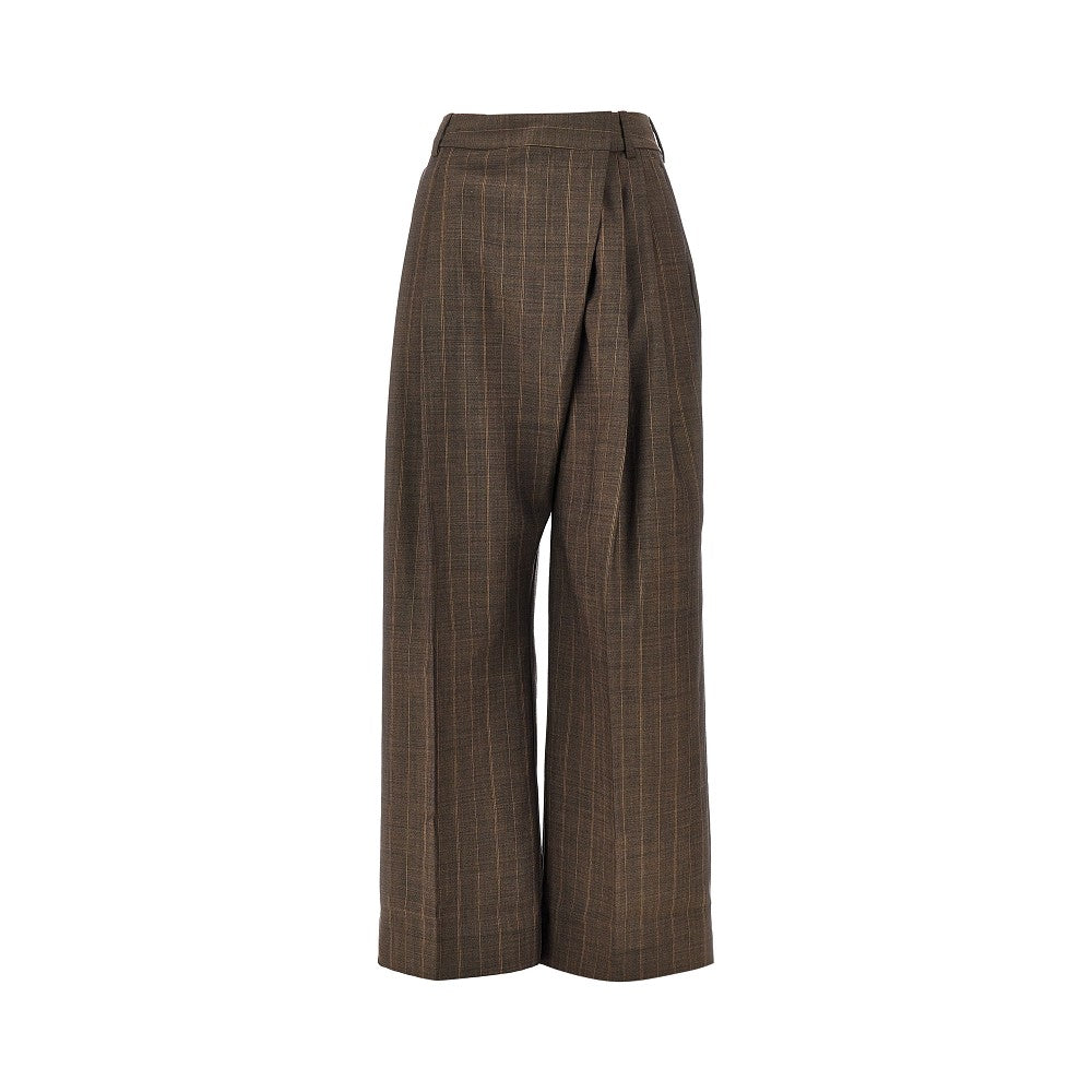 GANNI 36 wool pants with pinstriped motif