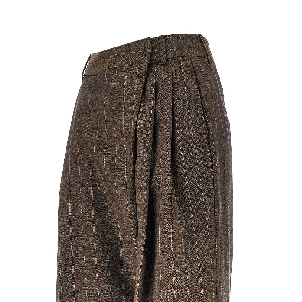 GANNI 36 wool pants with pinstriped motif