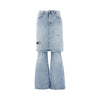 layered jeans with skirt
