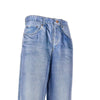 demim print silk pants