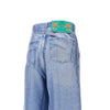 demim print silk pants