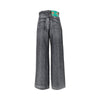 demim print silk pants