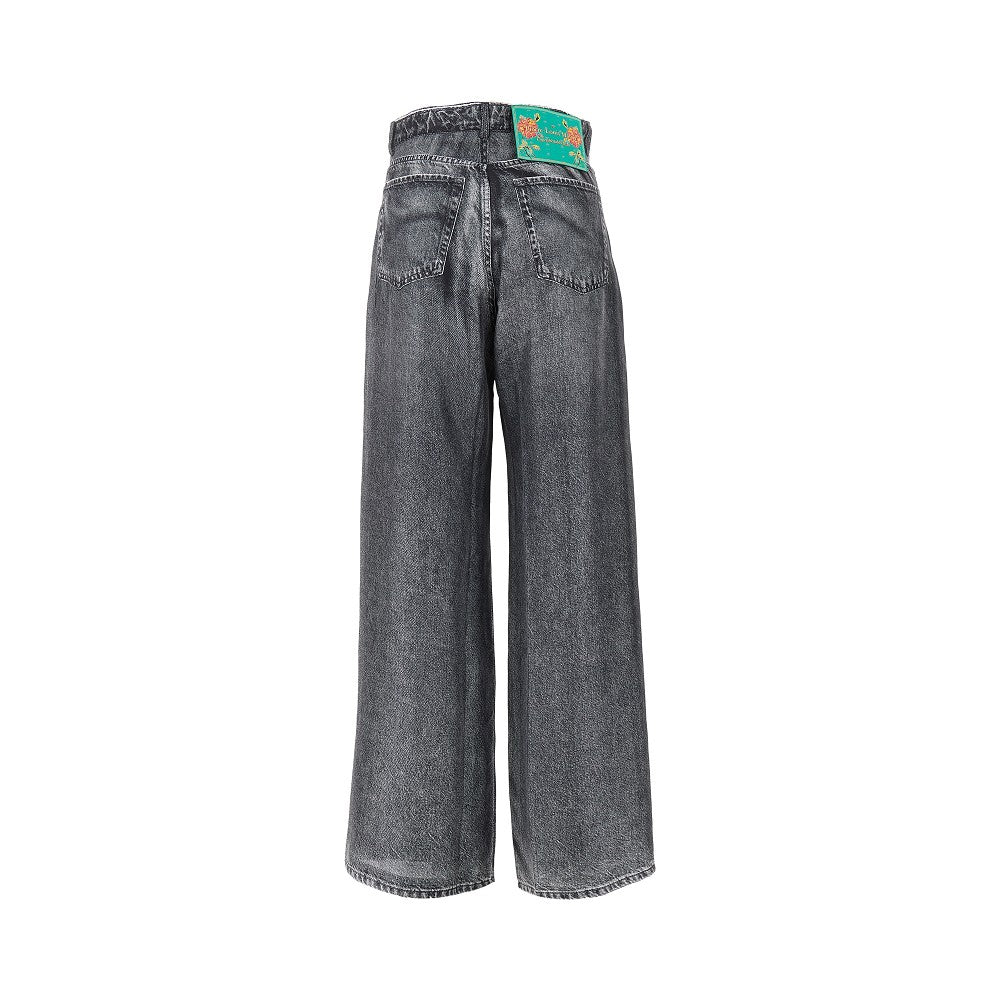 demim print silk pants