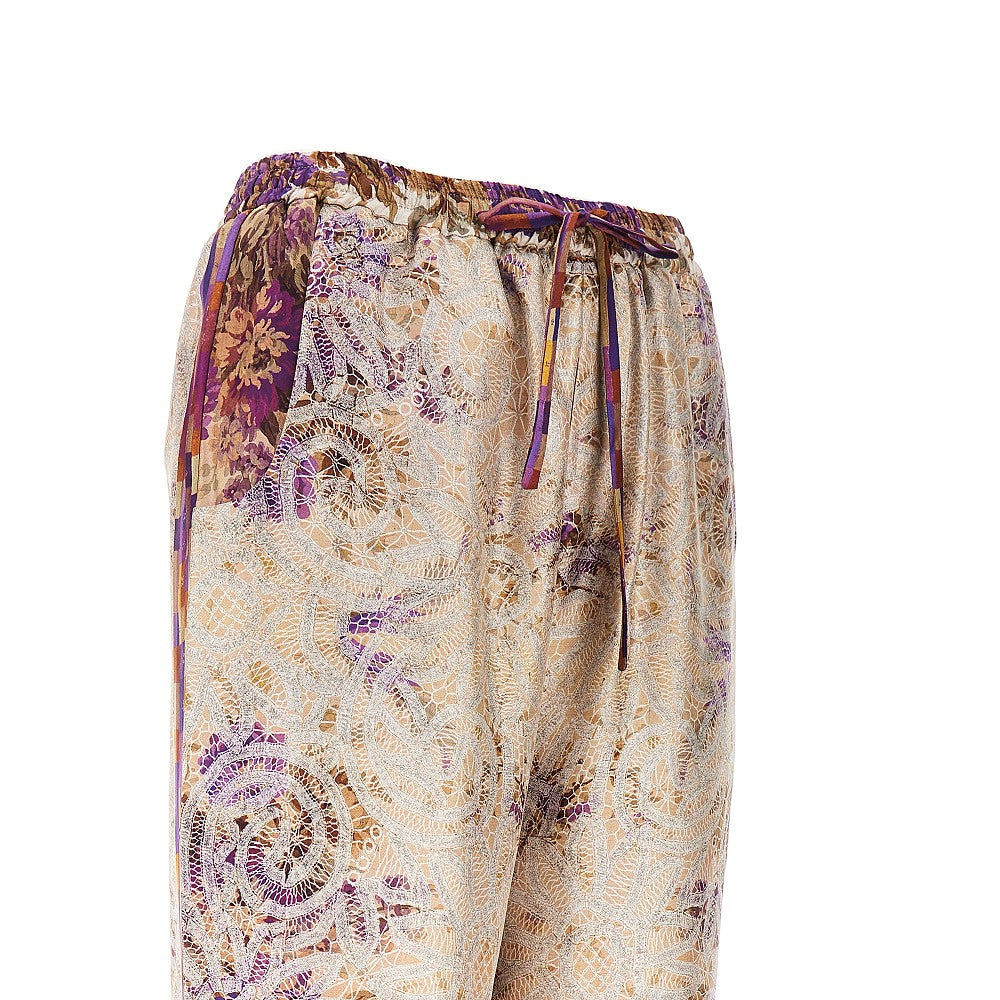 printed silk twill pants