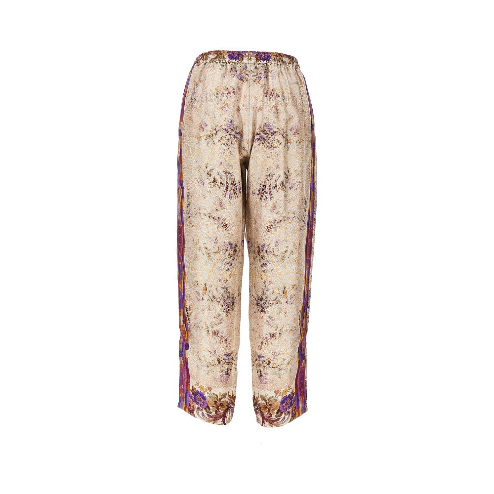 printed silk twill pants