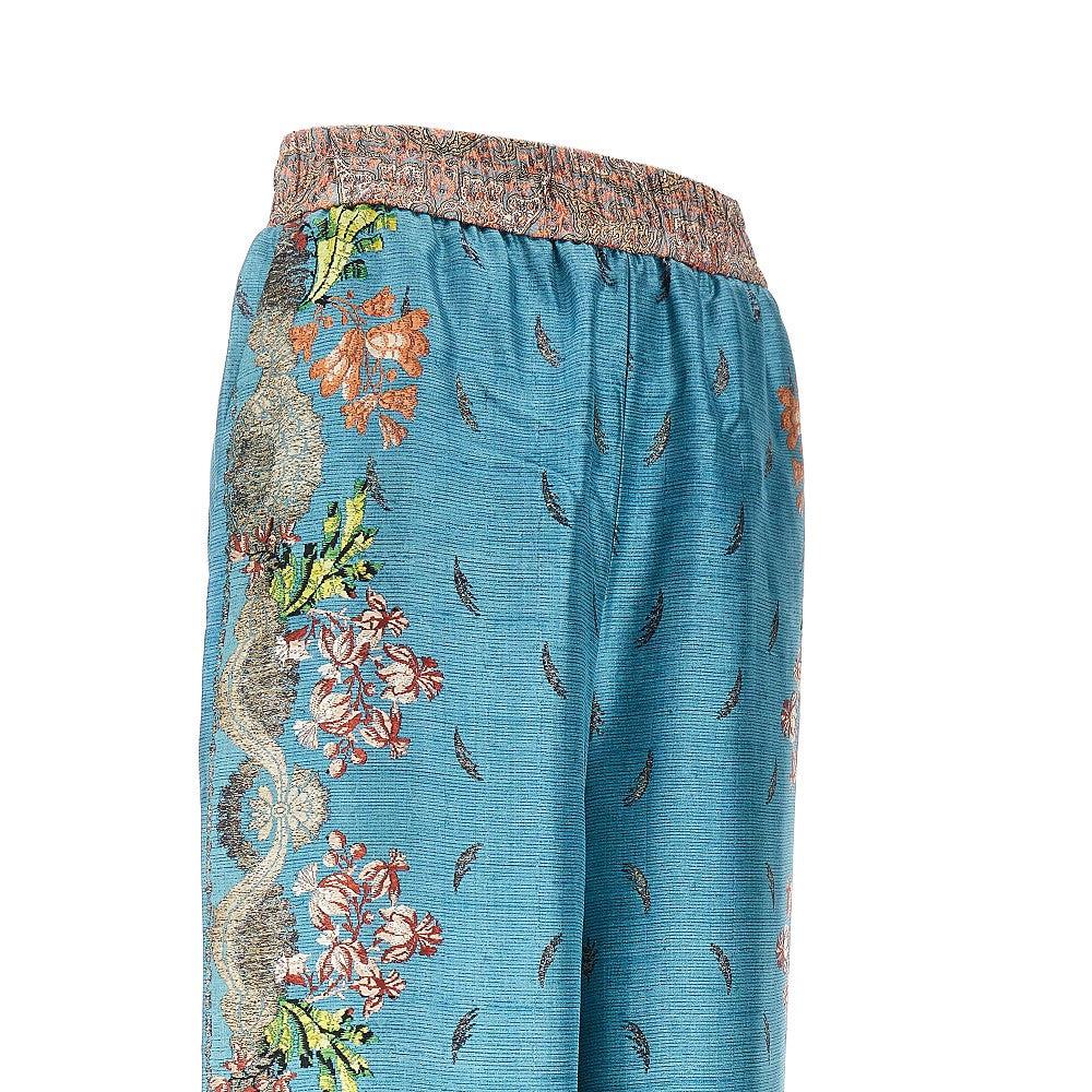 printed silk wide-leg pants