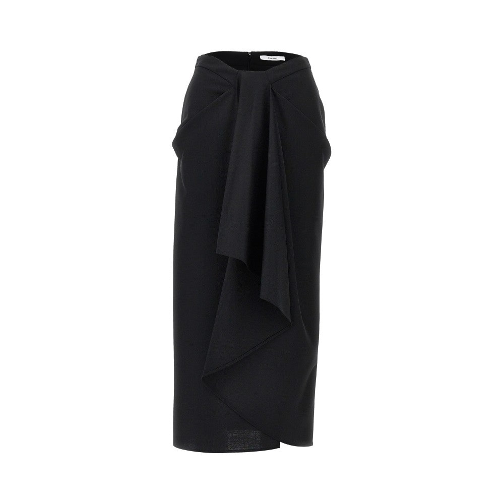 GIVENCHY 36 wool and mohair draped long skirt