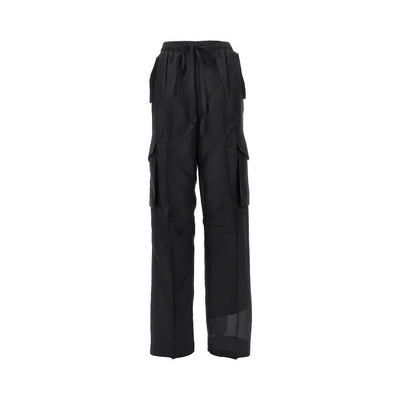 creased effect silk cargo pants