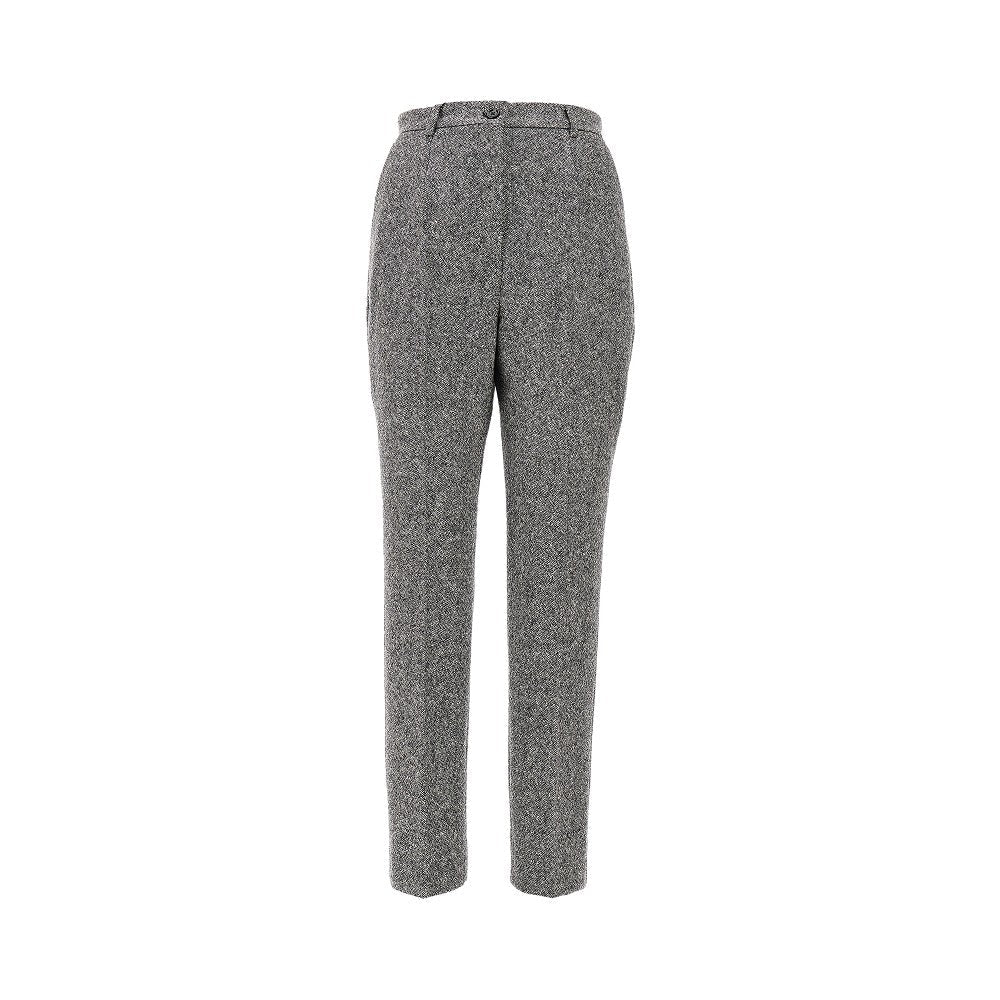 DOLCE&amp;GABBANA 44 two-tone wool high-rise pants