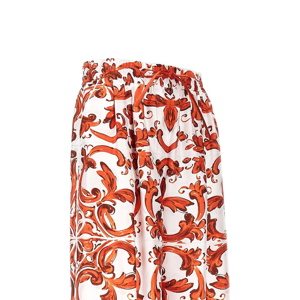 DOLCE&amp;GABBANA 44 silk pants with maiolica print