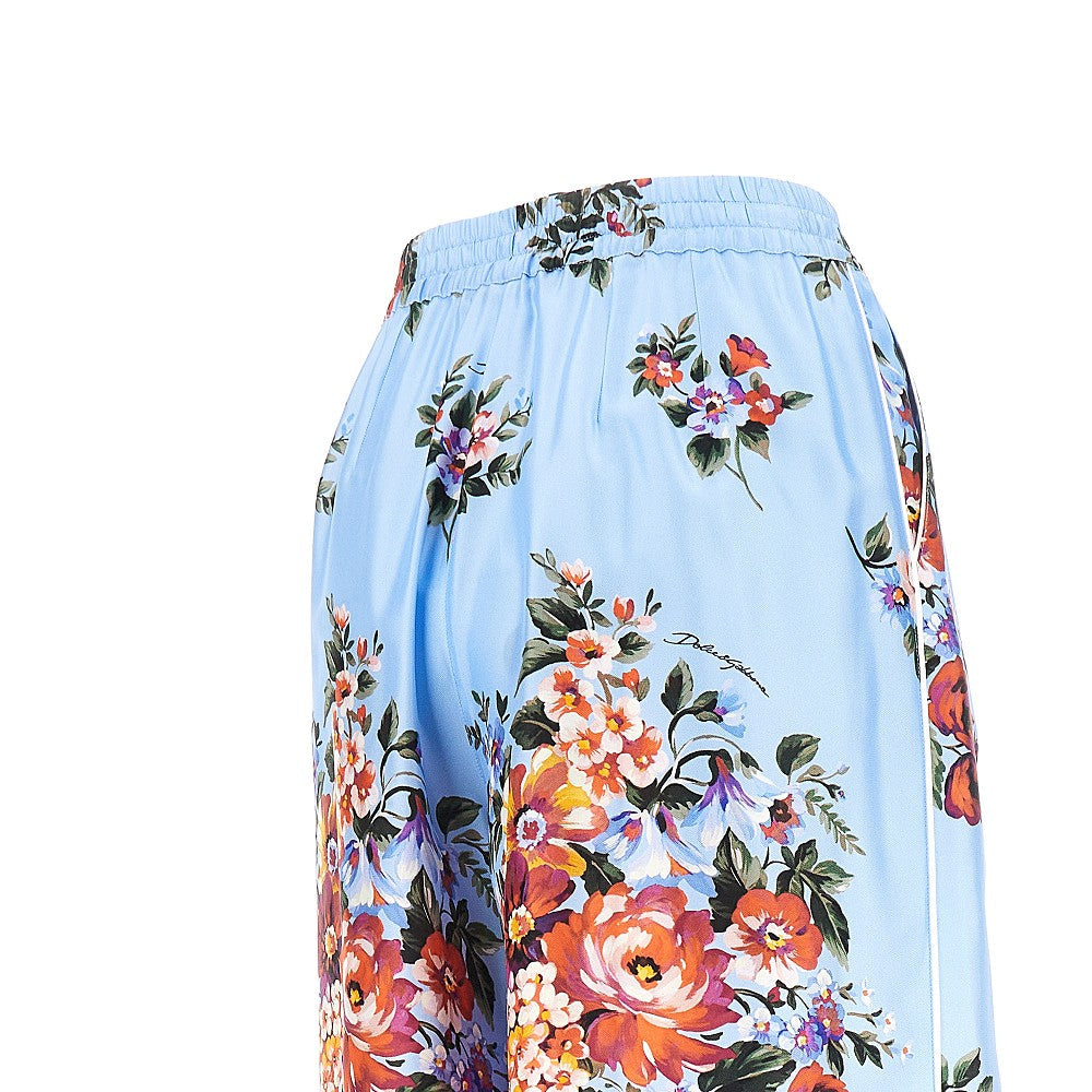 DOLCE&amp;GABBANA 40 floral print silk wide leg pants