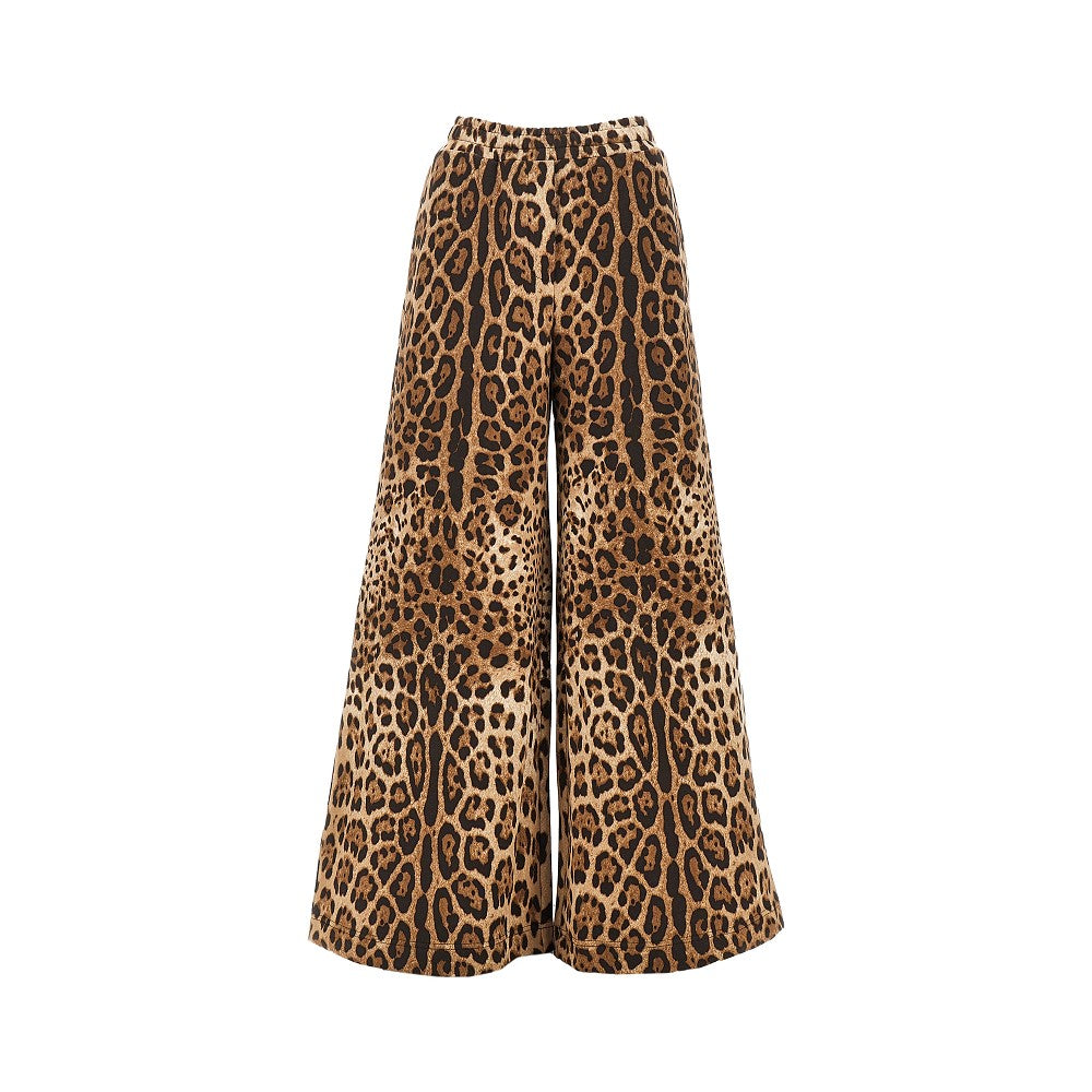 wide-leg pants with leopard-print