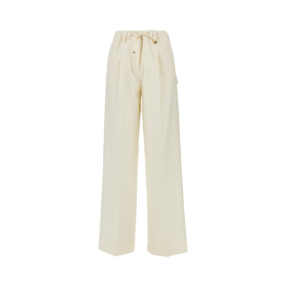 wool gabardine pants with drawstring
