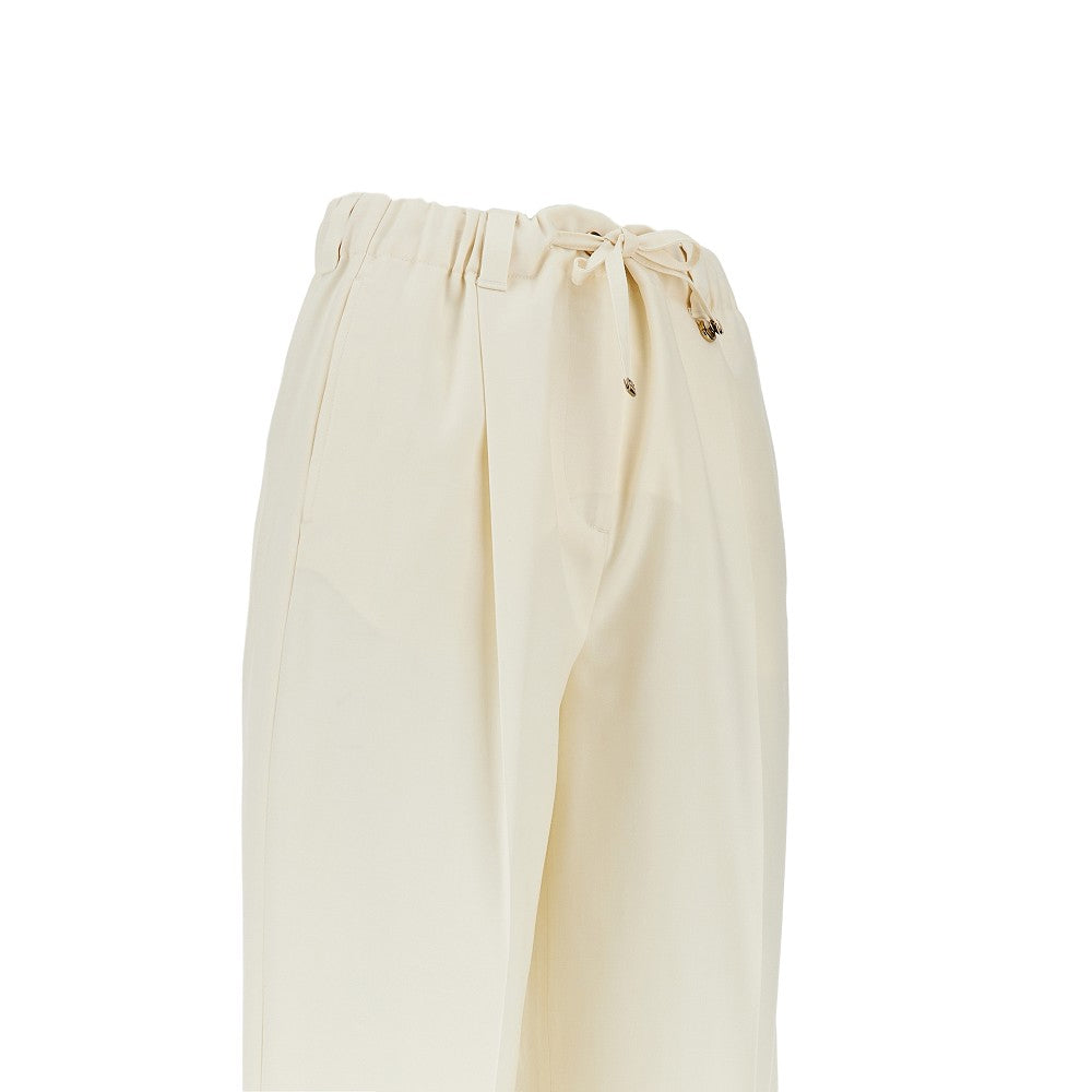 wool gabardine pants with drawstring