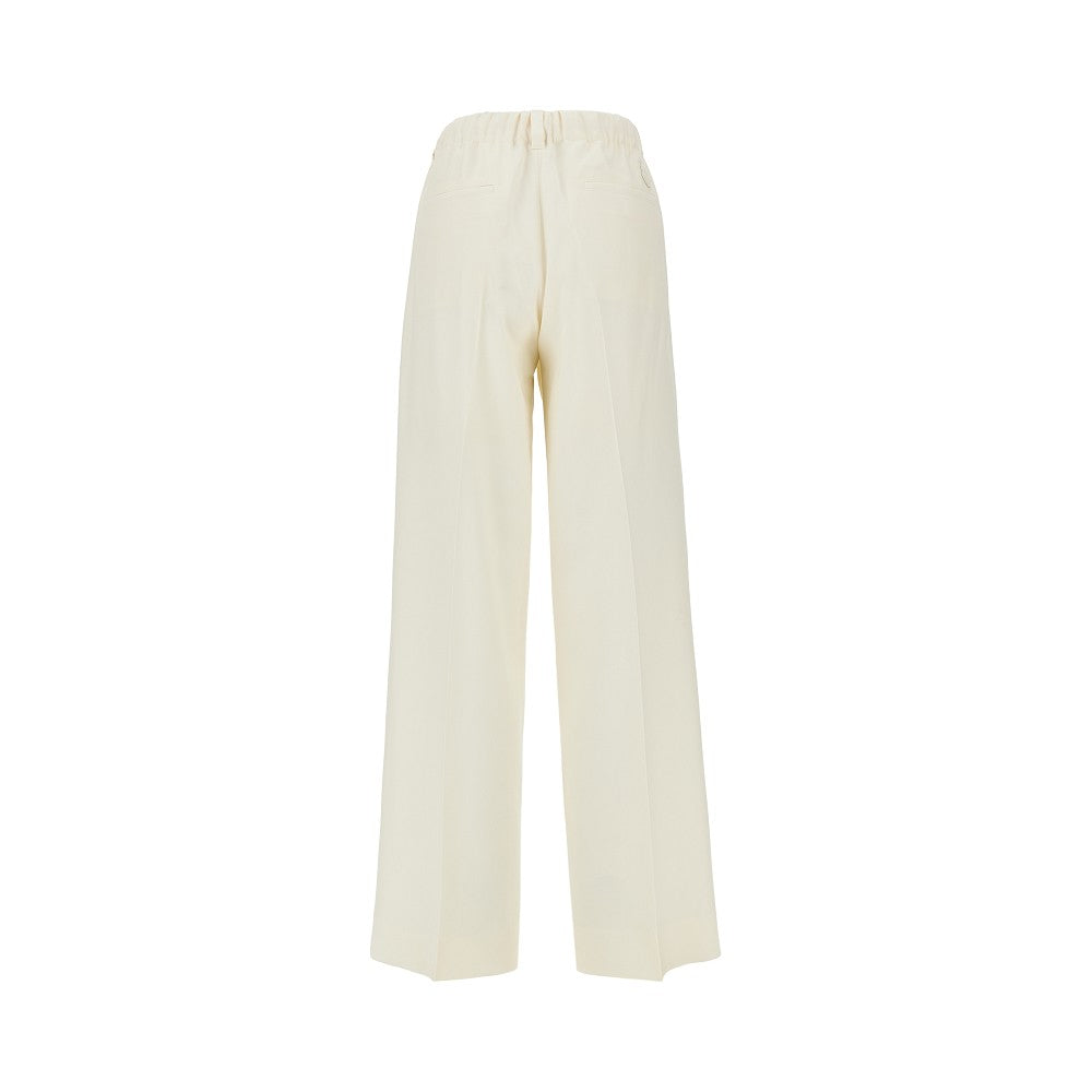 wool gabardine pants with drawstring