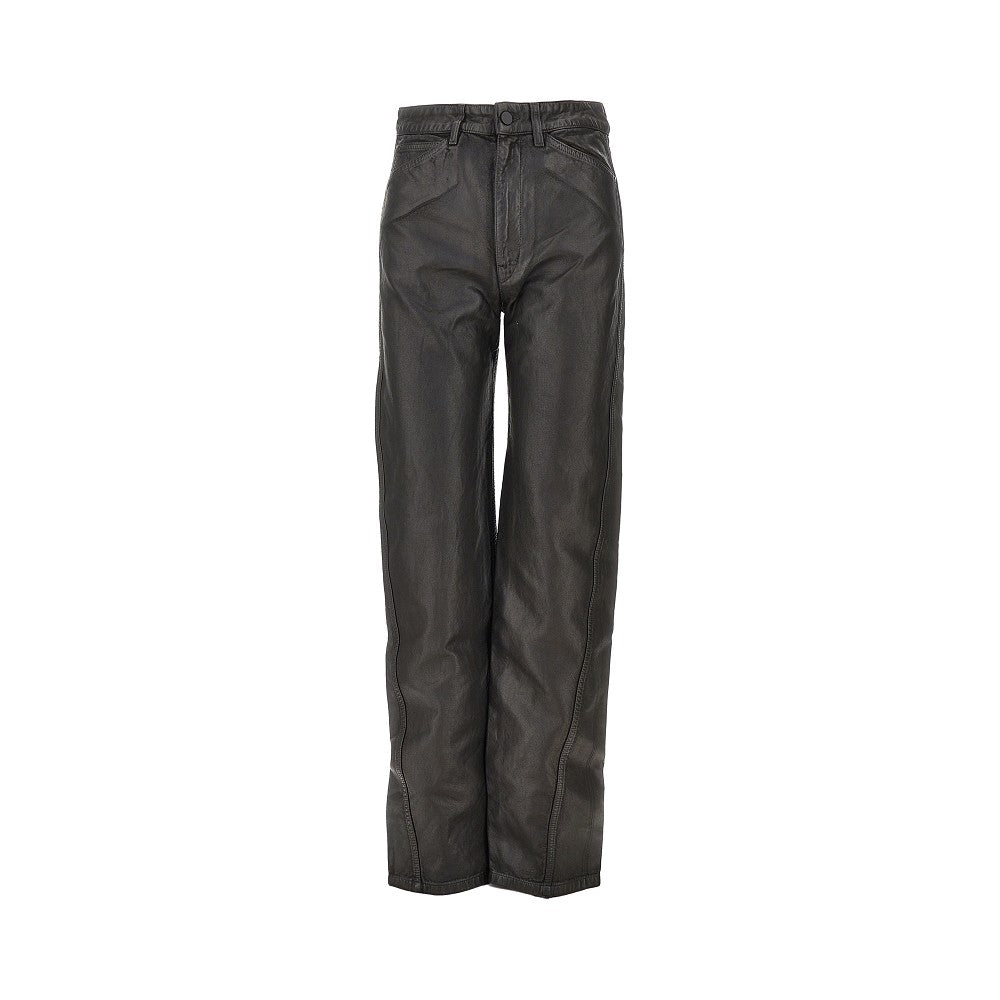 coated denim twisted pants