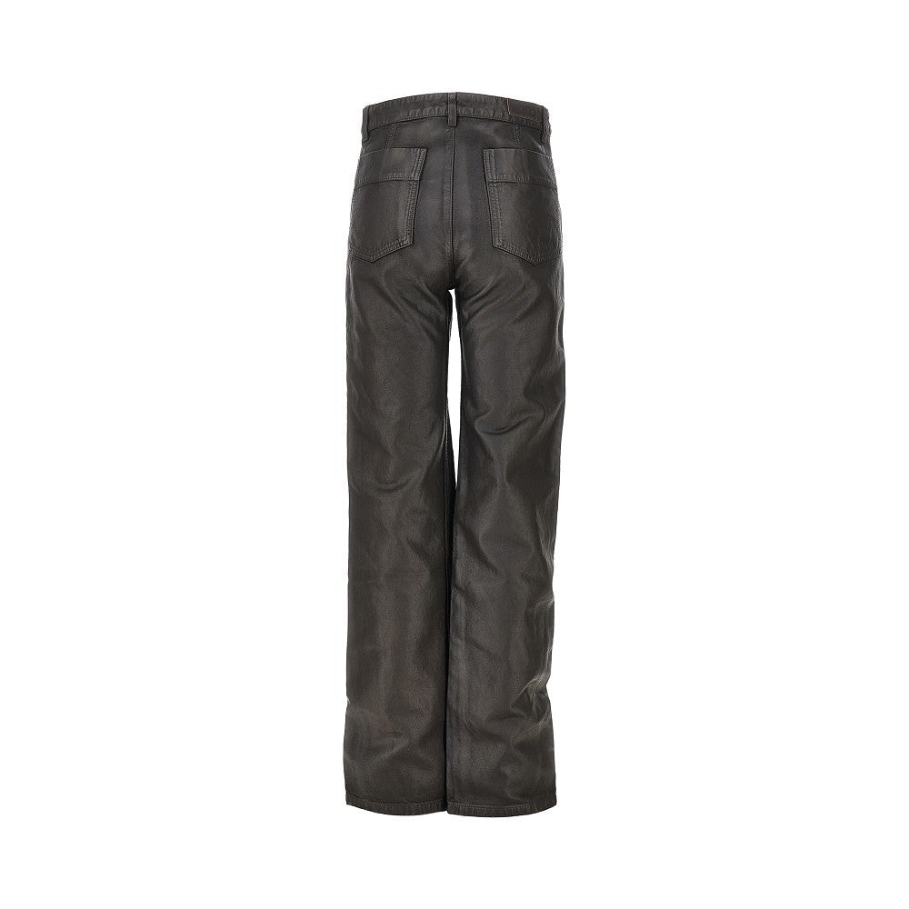 coated denim twisted pants