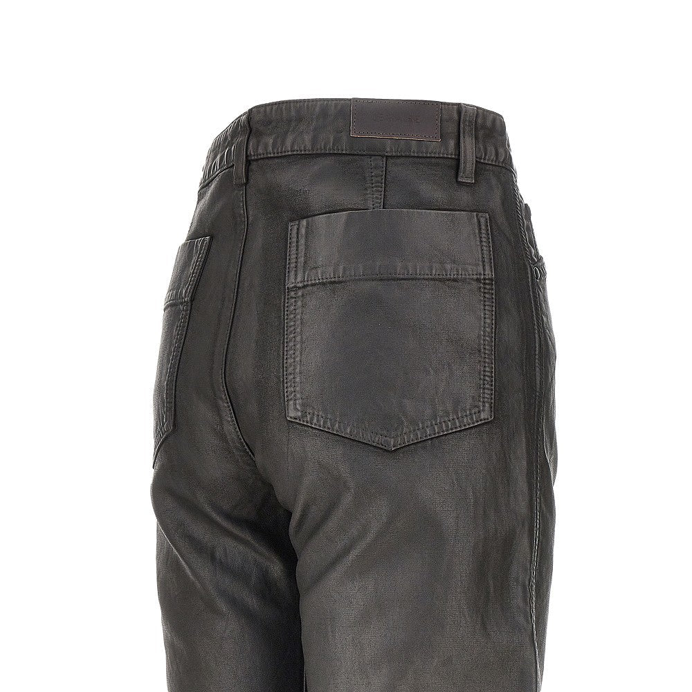 coated denim twisted pants