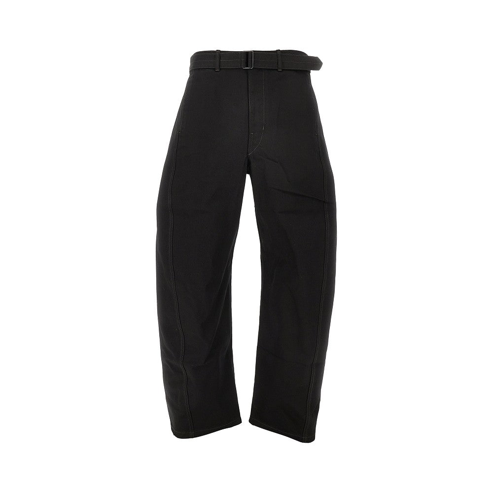 twisted denim pants with belt