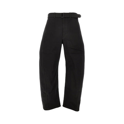 twisted denim pants with belt