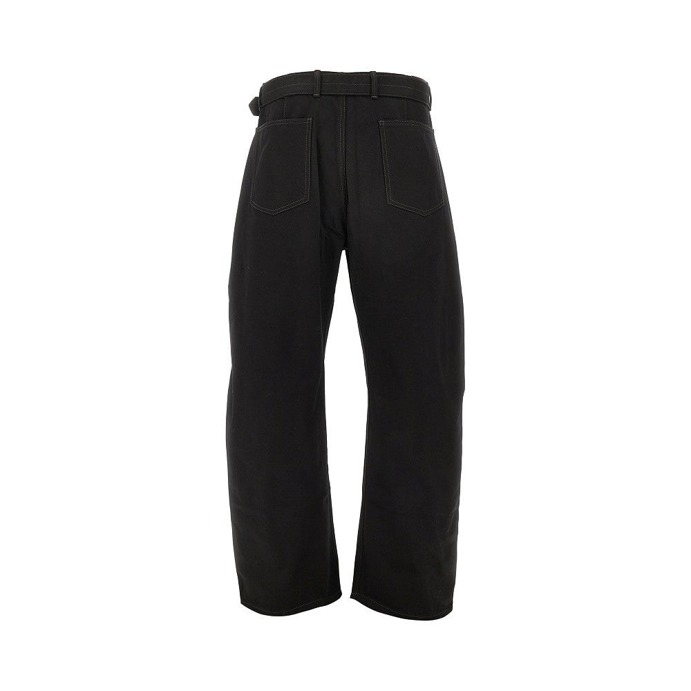 twisted denim pants with belt