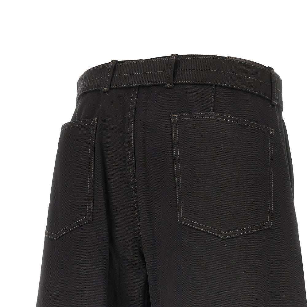 twisted denim pants with belt