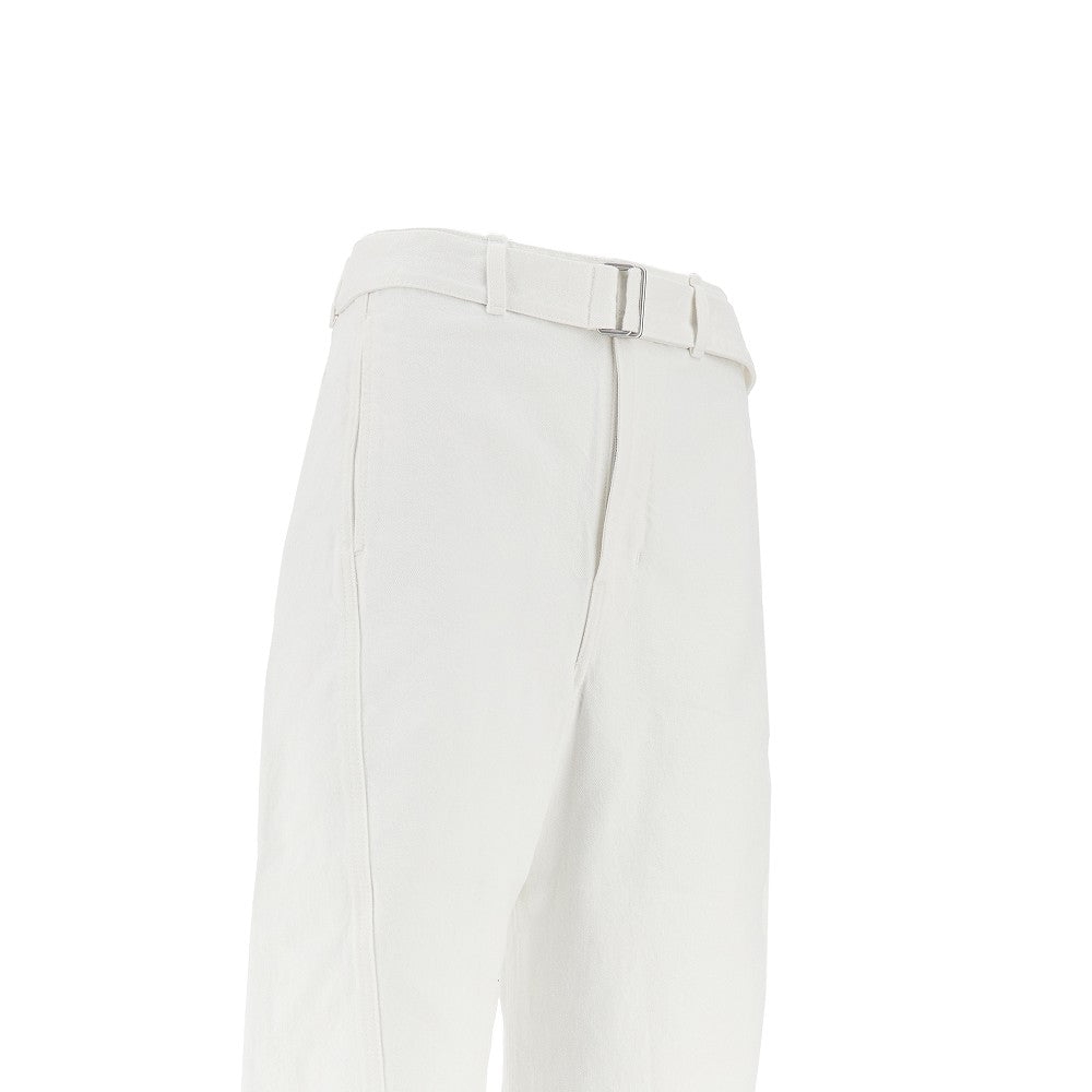 twisted denim pants with belt