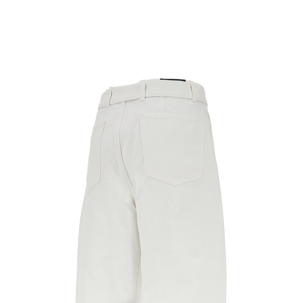 twisted denim pants with belt