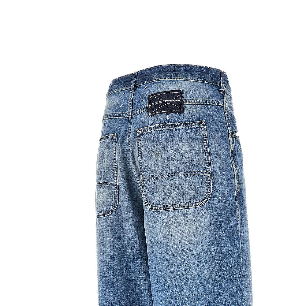 washed denim wide leg jeans