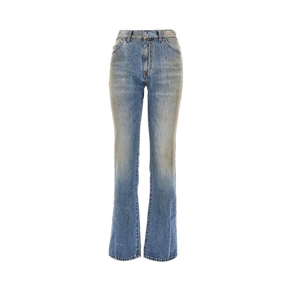 used-effect straight leg jeans