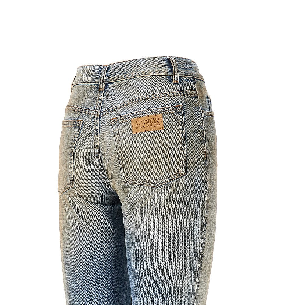 used-effect straight leg jeans